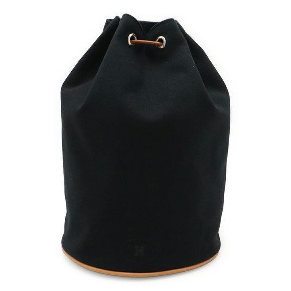 HERMES Polochon Mimir PM Shoulder Bag in Canvas and Leather (Black) - Picture 1 of 7
